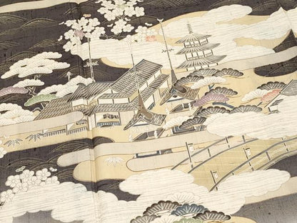 平和屋本店●極上　染織の名門　しょうざん  生紬　訪問着　人物風景文　金彩　逸品　CYAA4762s6