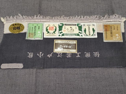 平和屋本店●極上　本場結城紬　重要無形文化財　江戸小紋　小紋師　克政　毛万筋　濃鼠色×白藤色　証紙付き　逸品　CYAA4763s6