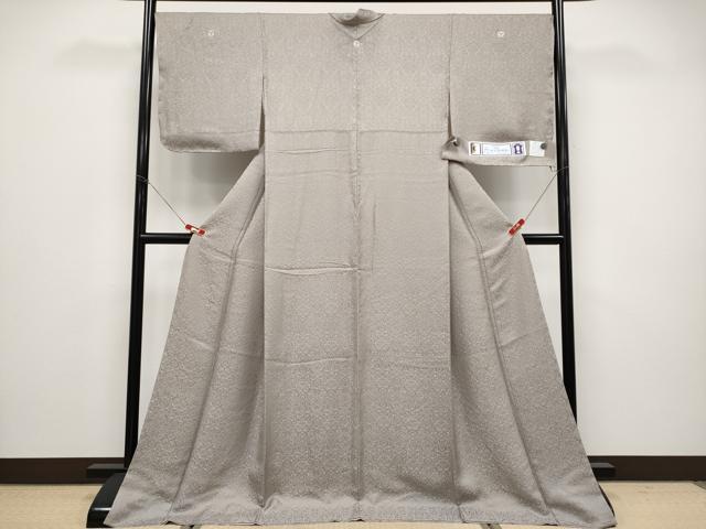 平和屋着物●極上　色無地　東京無地染　花唐草地紋　胡桃染色地　証紙付き　逸品　未使用　CYAA4766s6