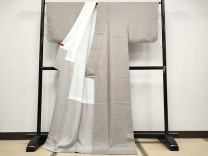 平和屋着物●極上　色無地　東京無地染　花唐草地紋　胡桃染色地　証紙付き　逸品　未使用　CYAA4766s6