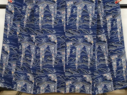 平和屋本店●極上　浦野理一　型染　小紋　松花文　鬼しぼ縮緬　濃藍色地　逸品　未使用　CYAA4769s6