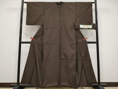 平和屋着物●極上　本場大島紬　格子柄　栄雄絹織物謹製　証紙付き　逸品　CYAA4775s6