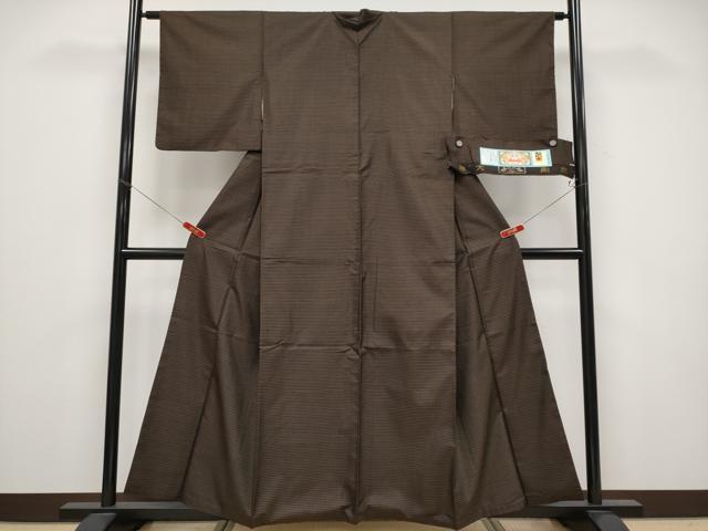 平和屋着物●極上　本場大島紬　格子柄　栄雄絹織物謹製　証紙付き　逸品　CYAA4775s6