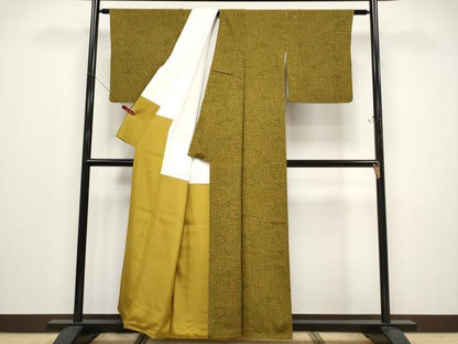 平和屋着物●極上　重要無形文化財　人間国宝　中村勇二郎　江戸小紋　幸せの鐘がなる　千歳茶色地　逸品　CYAA4780s6