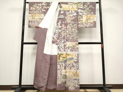 平和屋本店●極上　訪問着　駒刺繍　色紙重ね花鳥文　金彩　濃色地　逸品　未使用　CYAA4781s6