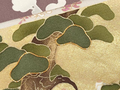 平和屋本店●極上　訪問着　駒刺繍　色紙重ね花鳥文　金彩　濃色地　逸品　未使用　CYAA4781s6