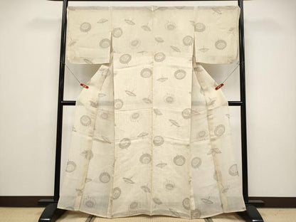 平和屋着物＊極上 夏物 本場小千谷ちぢみ 番傘 薄香色地 麻 逸品 CYAA4784s6