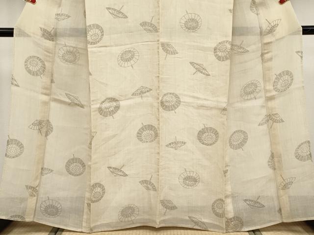 平和屋着物＊極上 夏物 本場小千谷ちぢみ 番傘 薄香色地 麻 逸品 CYAA4784s6