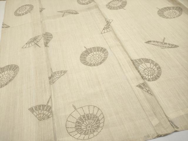 平和屋着物＊極上 夏物 本場小千谷ちぢみ 番傘 薄香色地 麻 逸品 CYAA4784s6
