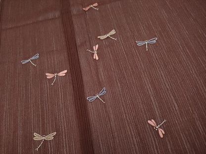 平和屋着物＊極上 夏物 洗える最高級着物 ＜英＞はなぶさ 訪問着 紗 総刺繍 トンボ 銀糸 黒壇色 反端・たとう紙付 逸品 未使用 CYAA4789s6