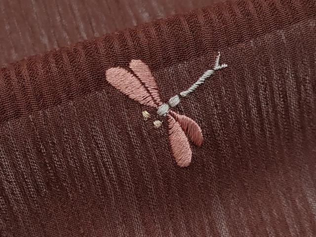 平和屋着物＊極上 夏物 洗える最高級着物 ＜英＞はなぶさ 訪問着 紗 総刺繍 トンボ 銀糸 黒壇色 反端・たとう紙付 逸品 未使用 CYAA4789s6