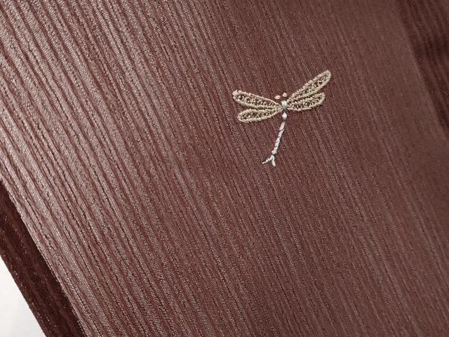 平和屋着物＊極上 夏物 洗える最高級着物 ＜英＞はなぶさ 訪問着 紗 総刺繍 トンボ 銀糸 黒壇色 反端・たとう紙付 逸品 未使用 CYAA4789s6