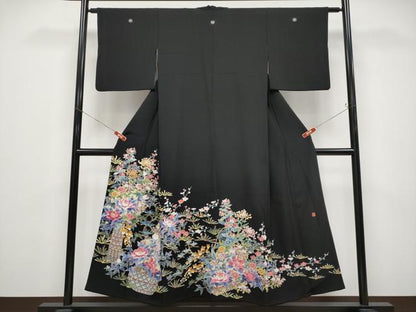 平和屋着物●極上　本加賀友禅作家　染元千紅代表　寺西一紘　黒留袖　花籠文　三越扱い　逸品　CYAA4793s6