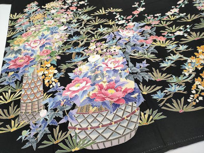 平和屋着物●極上　本加賀友禅作家　染元千紅代表　寺西一紘　黒留袖　花籠文　三越扱い　逸品　CYAA4793s6