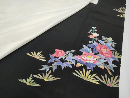 平和屋着物●極上　本加賀友禅作家　染元千紅代表　寺西一紘　黒留袖　花籠文　三越扱い　逸品　CYAA4793s6