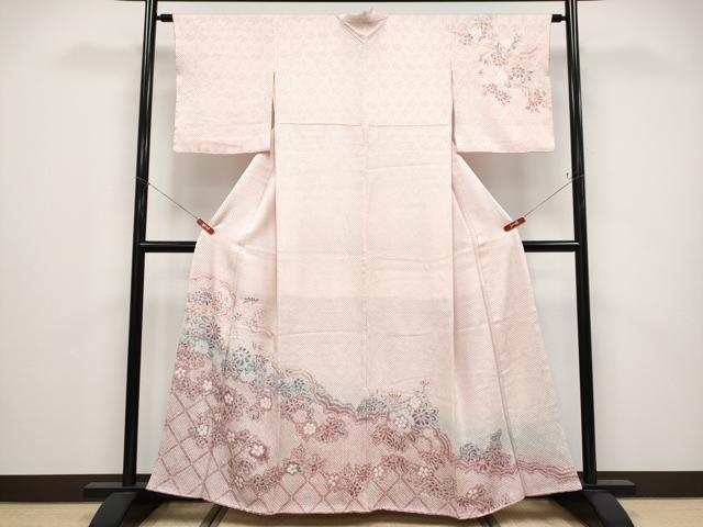 平和屋着物●極上　名門　藤娘きぬたや・総絞り　訪問着　雲取り枝花文　虹色地　逸品　未使用　CYAA4795s6
