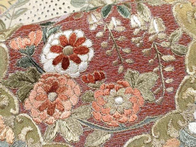 平和屋着物●極上　中国三大刺繍　スワトウ刺繍　総刺繍　訪問着　正倉院花唐草文　暈し染め　金糸　灰青色地　逸品　未使用　CYAA4797s6
