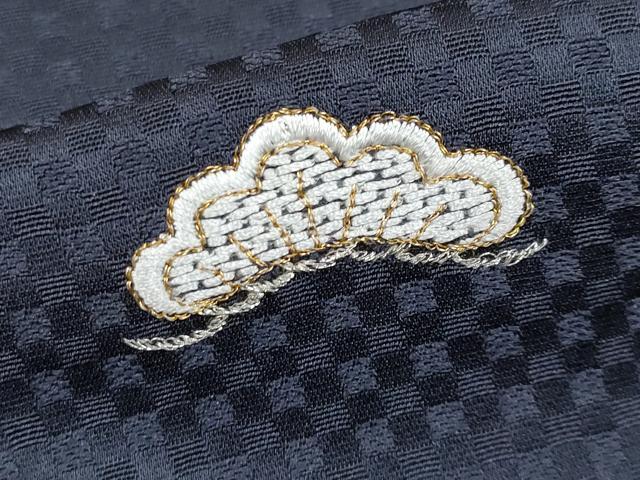 平和屋着物●極上　小紋　総刺繍　宝尽くし　金銀糸　青褐色地　反端付き　逸品　未使用　CYAA4798s6