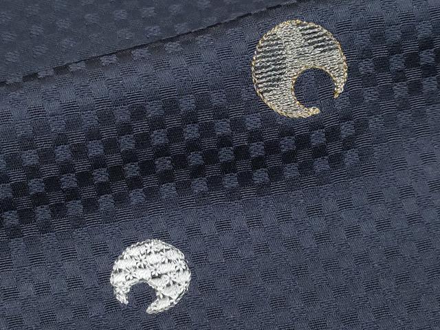 平和屋着物●極上　小紋　総刺繍　宝尽くし　金銀糸　青褐色地　反端付き　逸品　未使用　CYAA4798s6