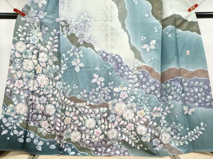 平和屋本店●極上　越後十日町の一流染匠　桐屋・翠山工房　訪問着　辻が花　絞り　銀通し地　逸品　未使用　CYAA4801s6