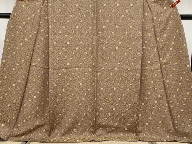 平和屋着物●極上　お召　黄金糸　梅松文　煤竹色地　逸品　未使用　CYAA4802s6