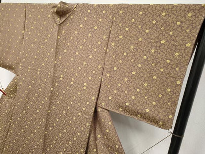 平和屋着物●極上　お召　黄金糸　梅松文　煤竹色地　逸品　未使用　CYAA4802s6