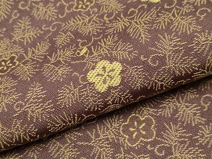 平和屋着物●極上　お召　黄金糸　梅松文　煤竹色地　逸品　未使用　CYAA4802s6