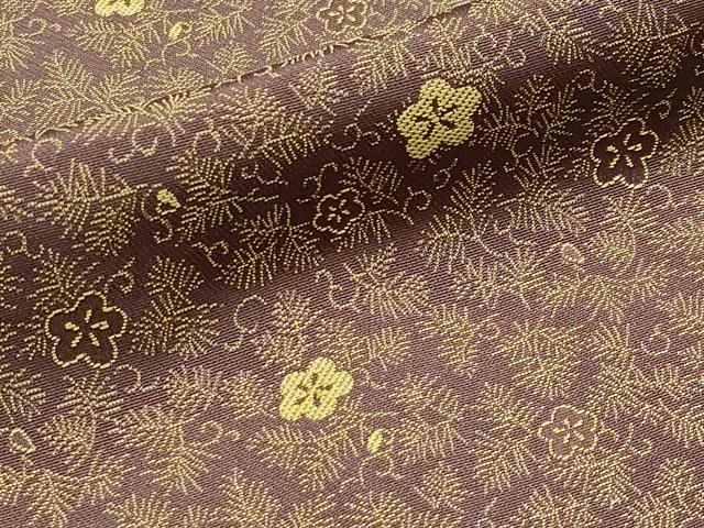 平和屋着物●極上　お召　黄金糸　梅松文　煤竹色地　逸品　未使用　CYAA4802s6