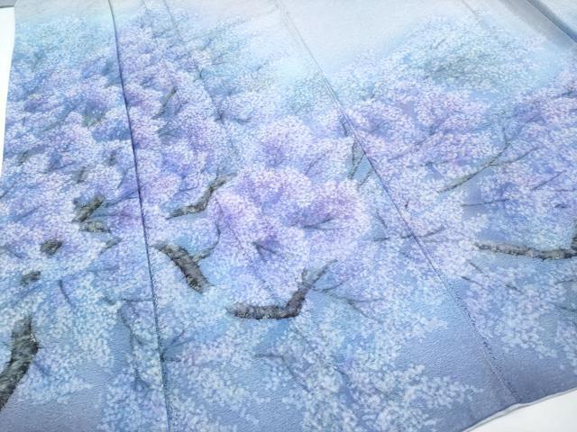平和屋着物●極上　訪問着　枝花文　暈し染め　牡丹鼠色地　健勝苑扱い　反端付き　逸品　CYAA4803s6