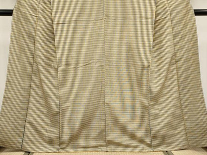 平和屋着物●極上　本塩沢　やまだ織　格子柄　平賀則子作　証紙付き　逸品　CYAA4804s6