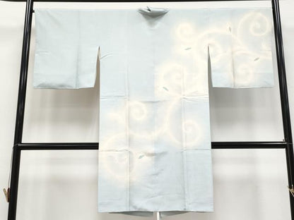 平和屋着物∞極上　道中着　ロング丈　紬地　花唐草文　金銀彩　秘色色地　逸品　CYAA4805s6