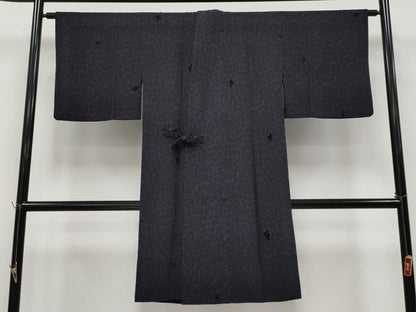平和屋着物∞極上　道中着　ロング丈　輪奈ビロード　モール織　葉尽くし　黒紅色地　逸品　CYAA4808s6