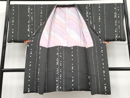 平和屋着物∞極上　道行コート　ロング丈　舞花びら　檳榔子染色地　逸品　CYAA4810s6