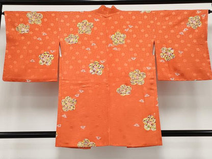 平和屋着物∞極上　銀座　志ま亀　羽織　型染め　舞花文　梅赤　丹色地　たとう紙付き　逸品　未使用　CYAA4812s6