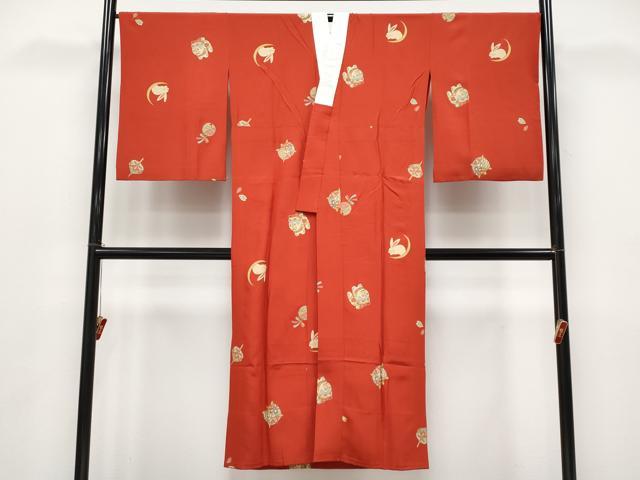 平和屋着物●上質な長襦袢　無双仕立て　玩具文　金彩　茜色地　逸品　CYAA4818s6