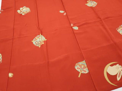 平和屋着物●上質な長襦袢　無双仕立て　玩具文　金彩　茜色地　逸品　CYAA4818s6