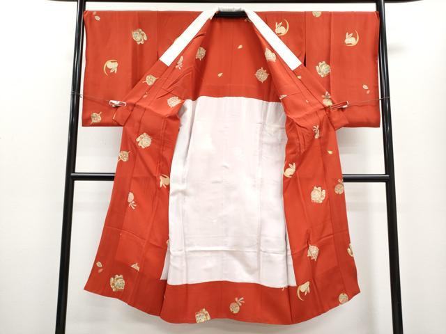平和屋着物●上質な長襦袢　無双仕立て　玩具文　金彩　茜色地　逸品　CYAA4818s6