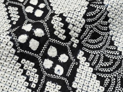 平和屋本店●極上　本疋田絞り　小紋　切嵌吉祥文　黒地　ほていや扱い　逸品　CYAA4819s6