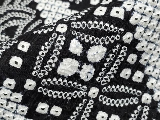 平和屋本店●極上　本疋田絞り　小紋　切嵌吉祥文　黒地　ほていや扱い　逸品　CYAA4819s6