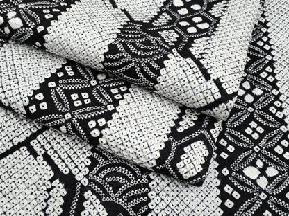 平和屋本店●極上　本疋田絞り　小紋　切嵌吉祥文　黒地　ほていや扱い　逸品　CYAA4819s6