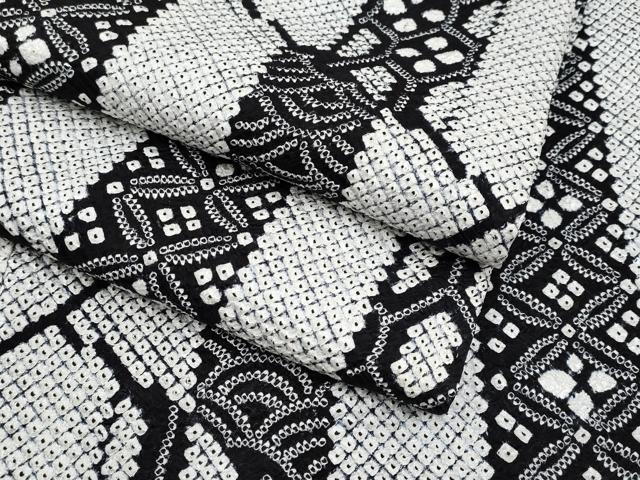 平和屋本店●極上　本疋田絞り　小紋　切嵌吉祥文　黒地　ほていや扱い　逸品　CYAA4819s6