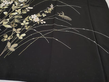 平和屋本店●極上　中国三大刺繍　相良刺繍　総刺繍　訪問着　枝花文　黒地　金糸　逸品　CYAA4821s6