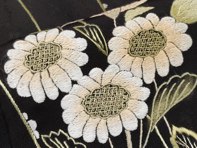 平和屋本店●極上　中国三大刺繍　相良刺繍　総刺繍　訪問着　枝花文　黒地　金糸　逸品　CYAA4821s6