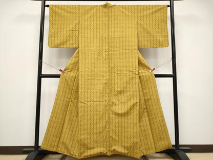 平和屋着物●極上　紬　花織　山吹茶色地　逸品　CYAA4825s6
