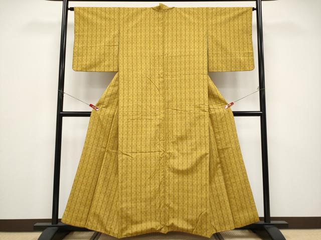 平和屋着物●極上　紬　花織　山吹茶色地　逸品　CYAA4825s6