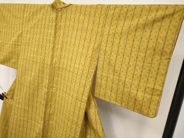 平和屋着物●極上　紬　花織　山吹茶色地　逸品　CYAA4825s6