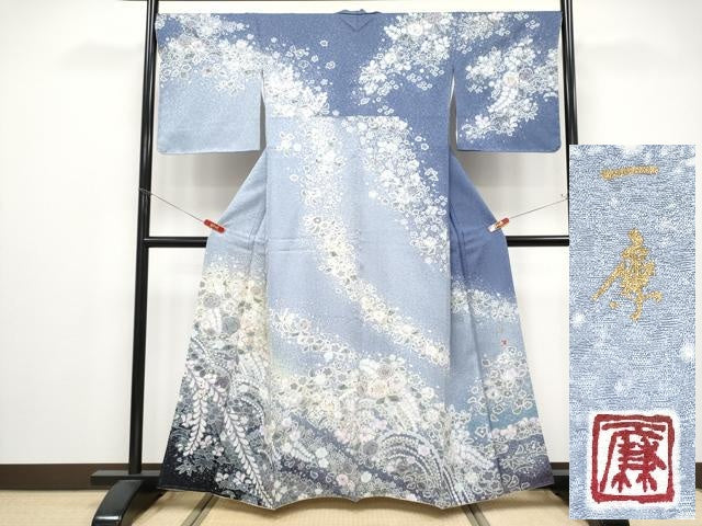 平和屋本店●極上　吉乃一廉　幻の辻が花　訪問着　暈し染め　銀通し地　逸品　未使用　CYAA4833s6