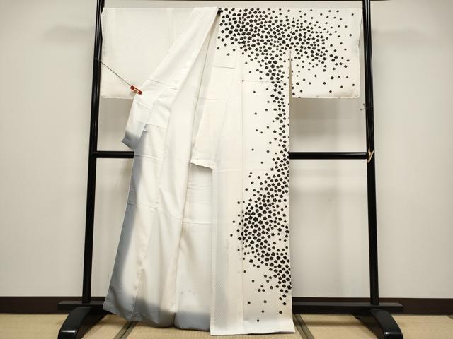 平和屋本店●極上　東京友禅　菅有鬼一　訪問着　舞花文　白地　反端付き　逸品　未使用　CYAA4842s6