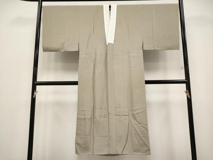 平和屋着物●極上　男性　黒紋付　羽織・長襦袢セット　羽裏：風景文　長襦袢：空五倍子色地　逸品　CYAA4846s6