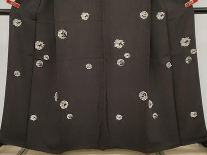 平和屋着物●極上　印傳　小紋　花丸文　赤墨色地　逸品　CYAA4851s6